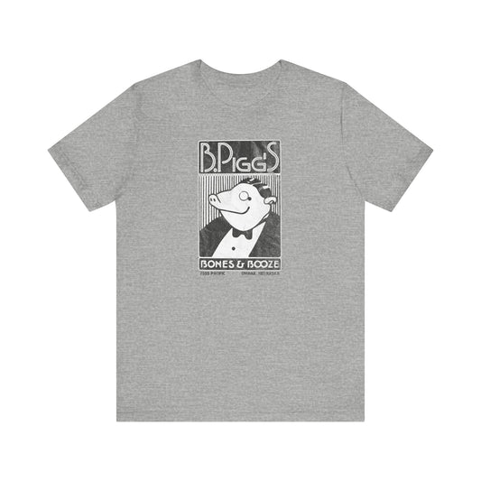 B. PIGG'S BONES & BOOZE Unisex Jersey Short Sleeve Tee