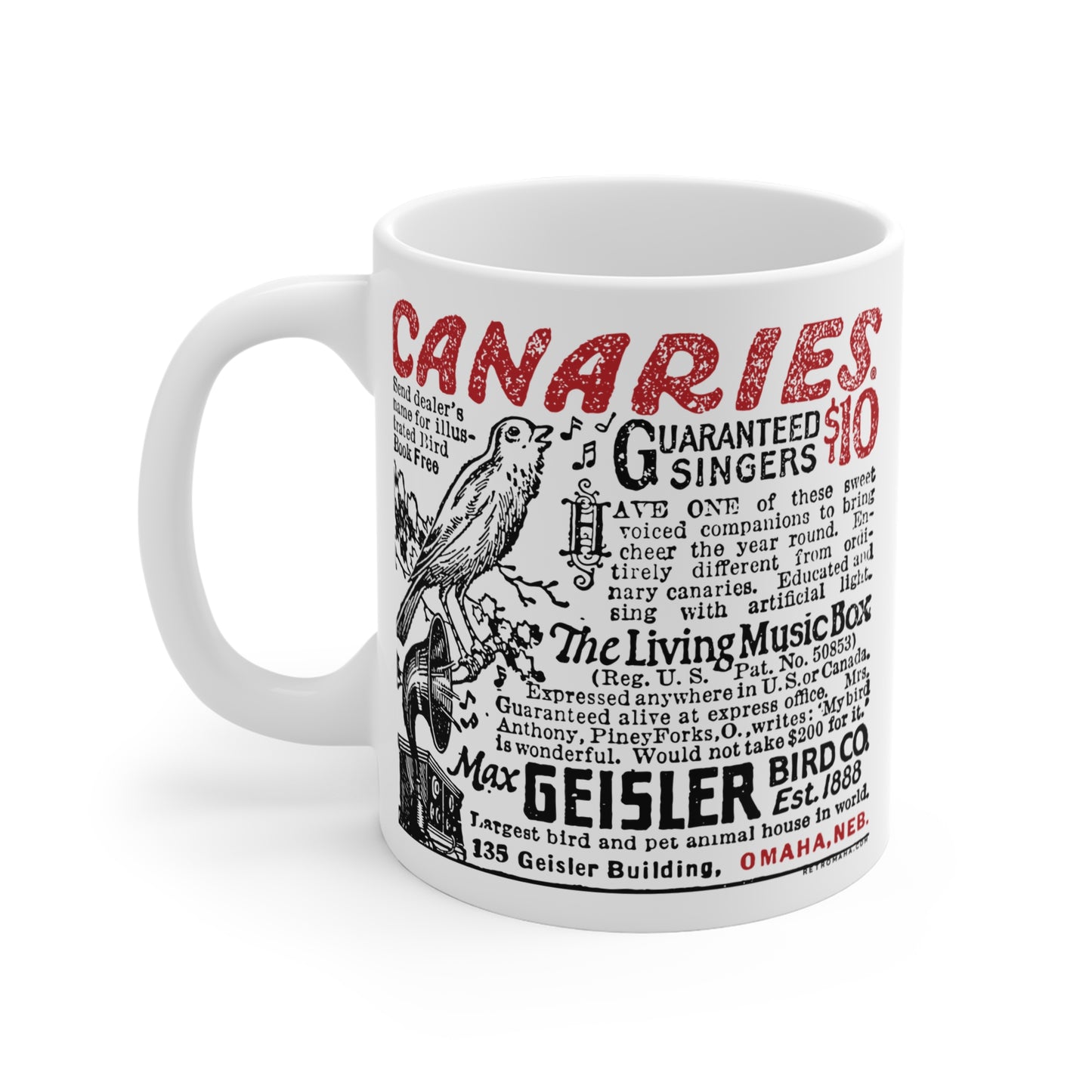 CANARIES $10 (VINTAGE OMAHA AD) Mug 11oz