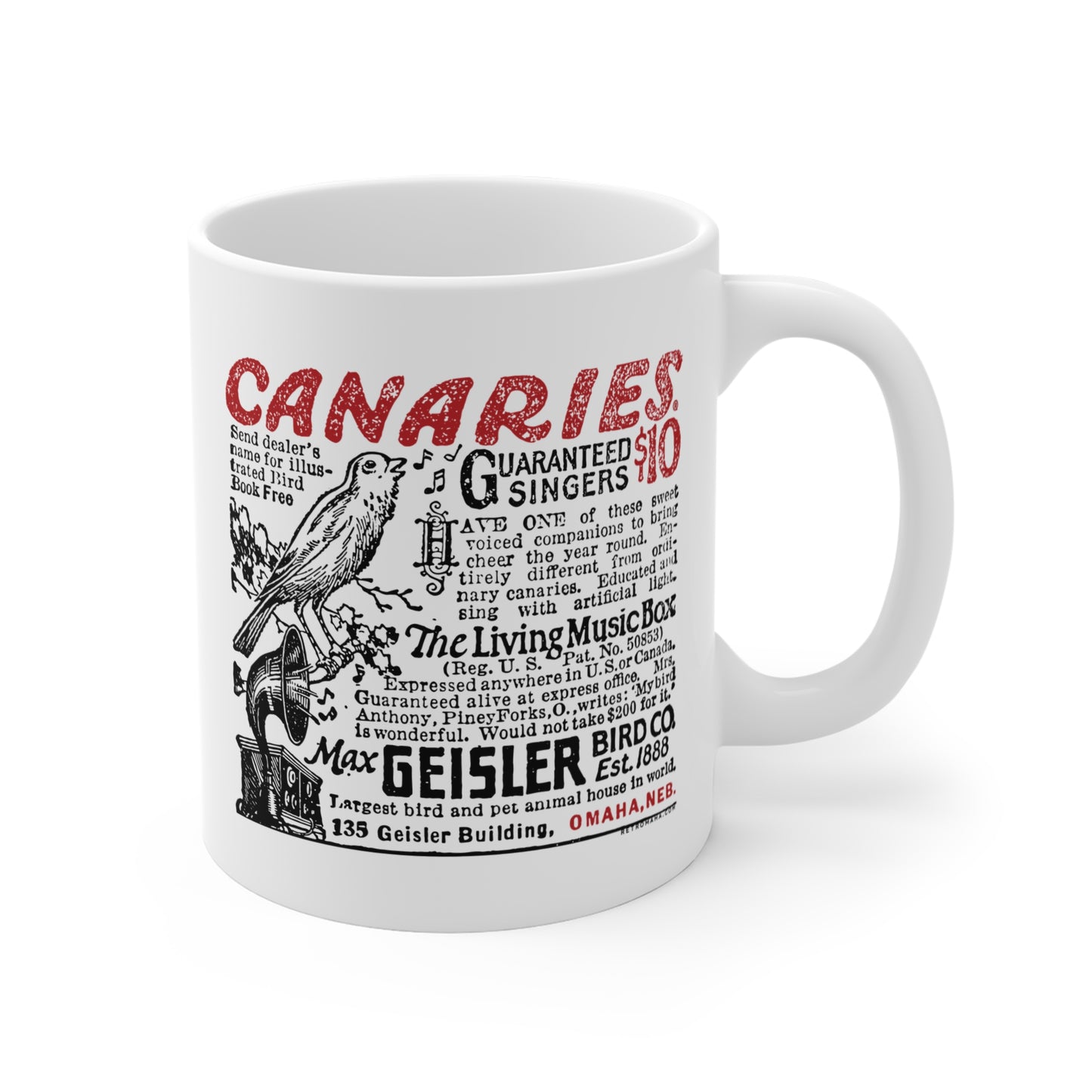 CANARIES $10 (VINTAGE OMAHA AD) Mug 11oz