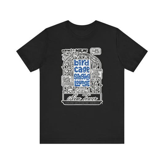 BIRD CAGE SINGING LOUNGE (NEWSPAPER AD) Short Sleeve Tee