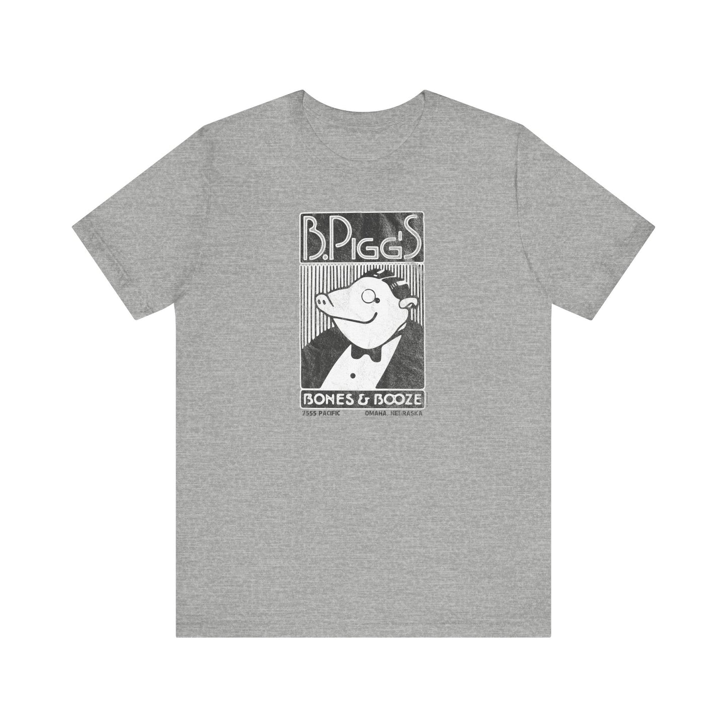 B. PIGG'S BONES & BOOZE Unisex Jersey Short Sleeve Tee