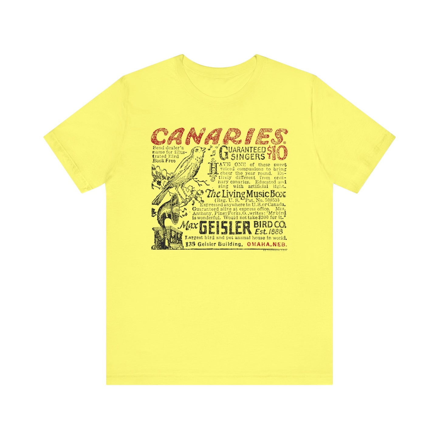 CANARIES $10 (VINTAGE OMAHA AD) Short Sleeve Tee
