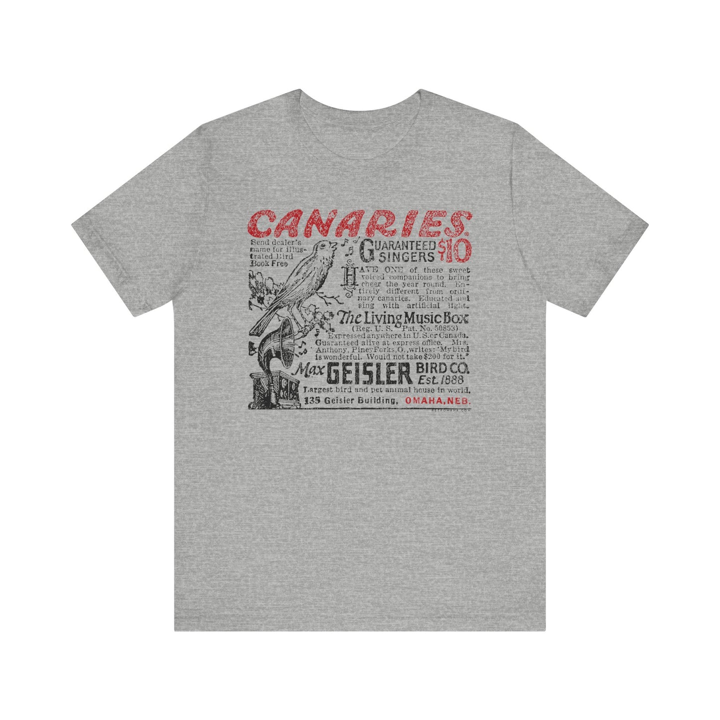 CANARIES $10 (VINTAGE OMAHA AD) Short Sleeve Tee