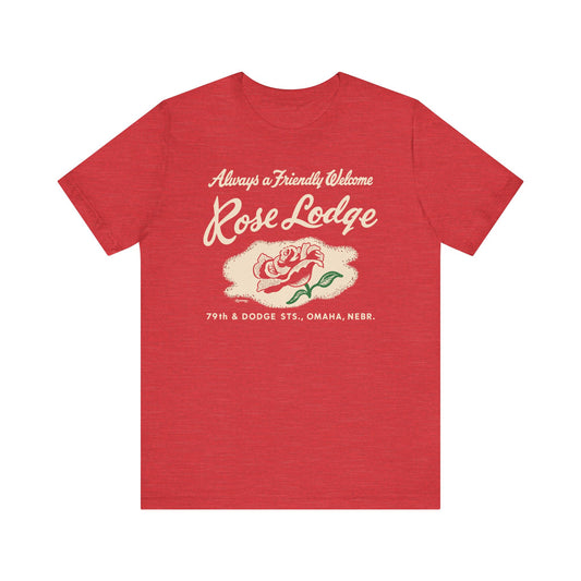ROSE LODGE (on RED) Short Sleeve Tee