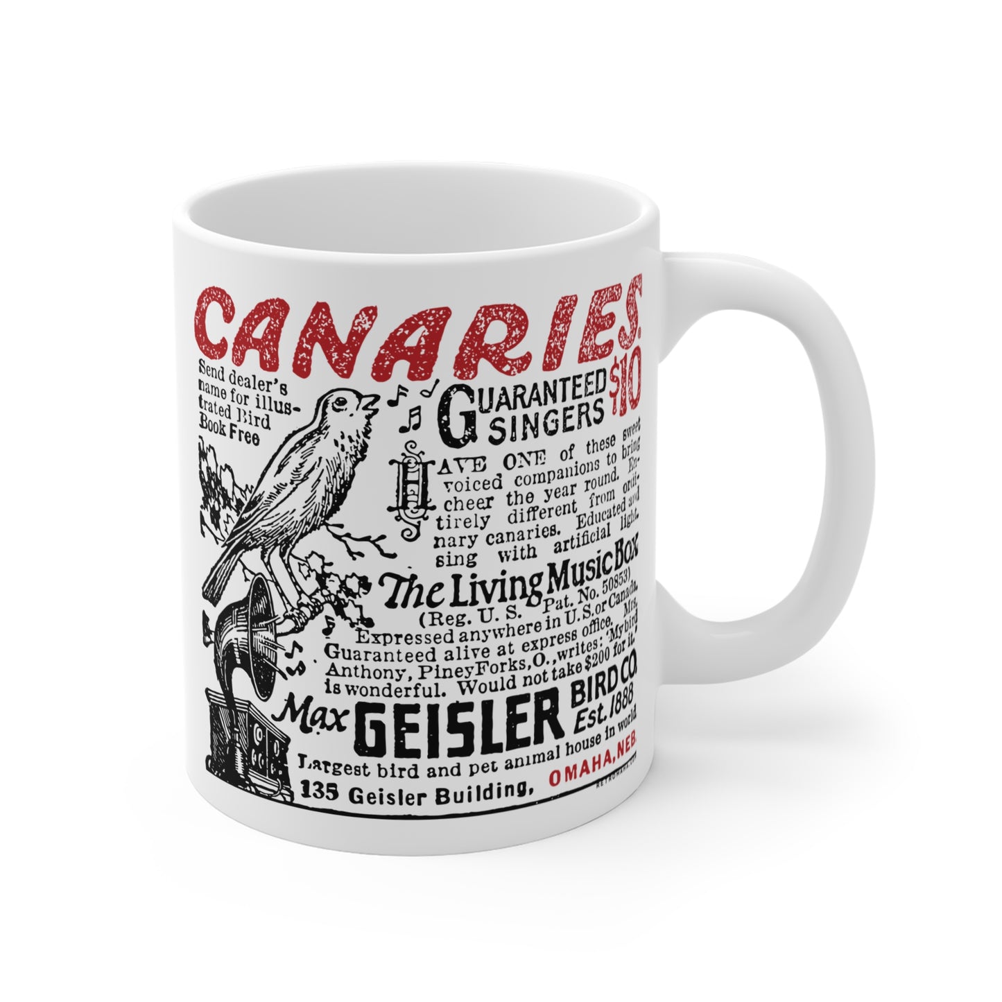 CANARIES $10 (VINTAGE OMAHA AD) Mug 11oz